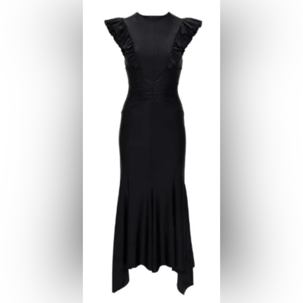 NWT Philosophy Di Lorenzo Serafini ruffle-trim fluted maxi dress IT 42